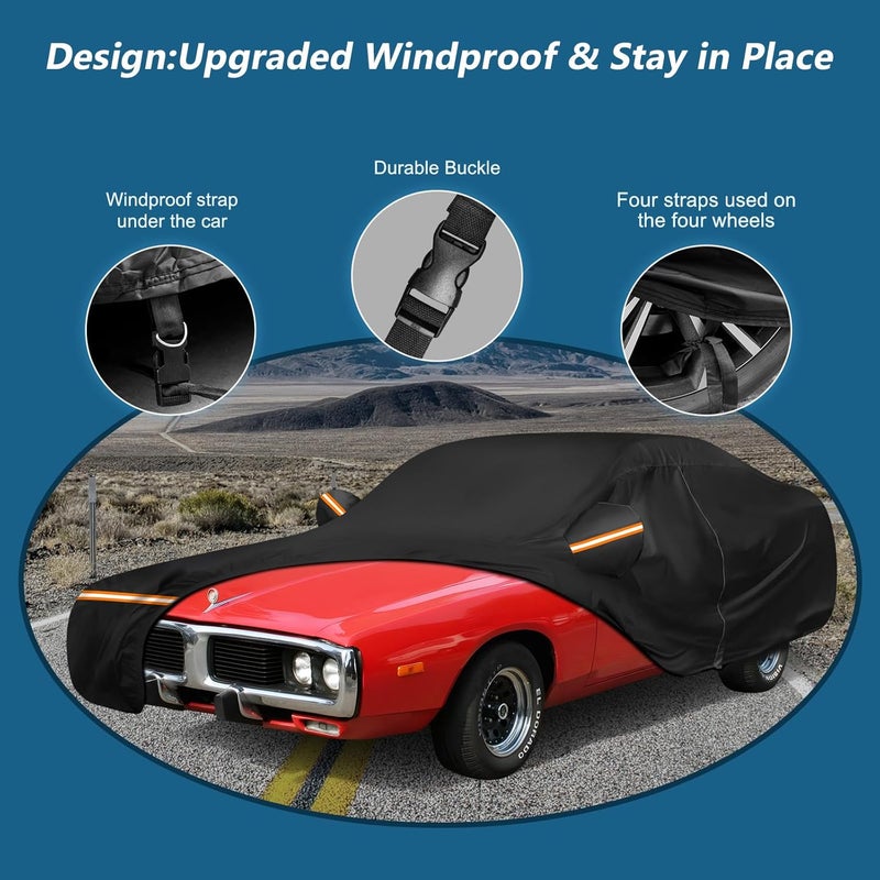 BIGACOVER Car Cover for Dodge Charger 1968-1974, Waterproof 210D Oxford Cloth and Cotton Cover Outdoor Full Car Covers with Zipper Windproof Heavy Duty All Weather with Wind, Sun, UV and Dust Protectio - Image 3